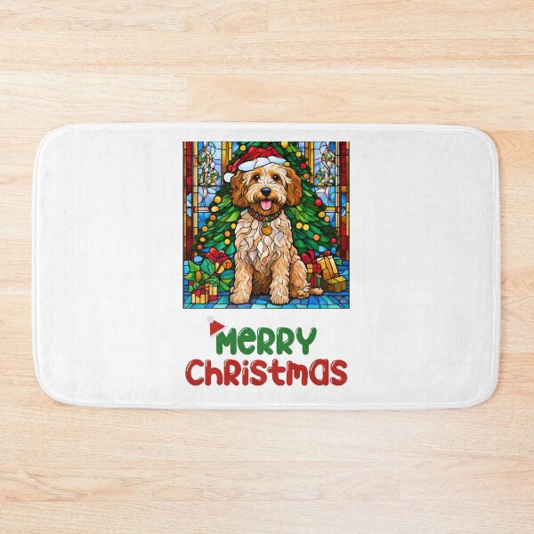 Item preview, Merry Christmas Cockapoo Stained Glass Holiday Design designed and sold by Fredster1966.