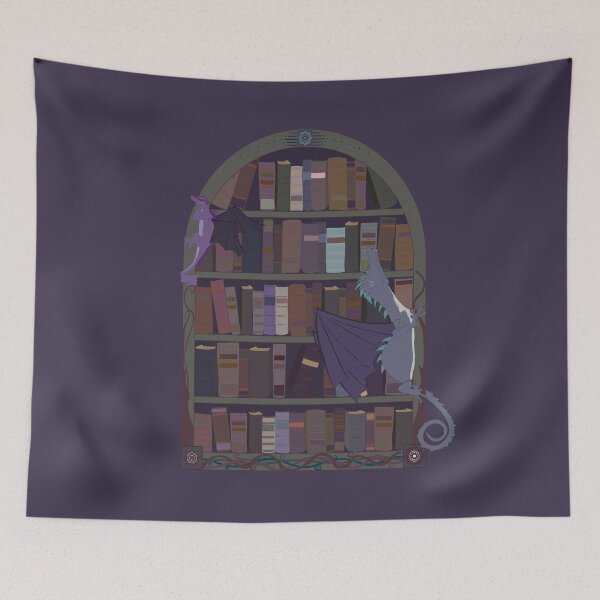 Item preview, Purple Dragons on a Bookshelf designed and sold by MissBennett.