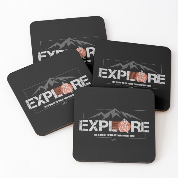 Item preview, Adventure Motorcycle Rider Explore Sticker T-Shirt 02 designed and sold by OuterShellUK.