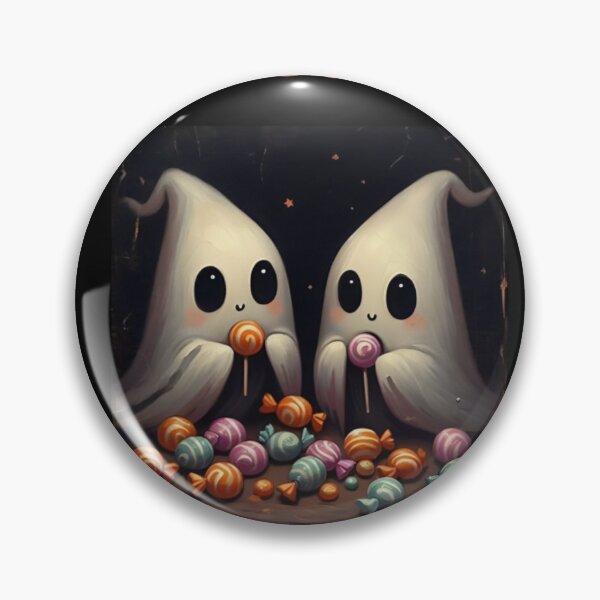 Item preview, Trick or Treat: Cute Ghost Painting, Halloween Wall Art, Dark Academia Decor, Trendy Ghost Artwork, Cute Spooky Ghosts Eating Candy Print designed and sold by inkfluenceart.