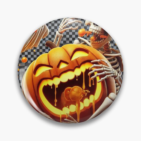 Artikelvorschau, 3D Halloween Design: Gruseliger lachender Kürbis mit Skelett und Geist entworfen und verkauft von Rayendesign1.