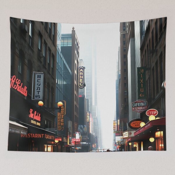 Item preview, Saturated vintage NYC cityscape, dark and mysterious designed and sold by mikaws.
