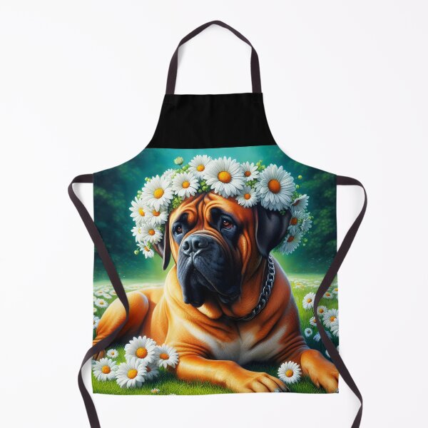 Item preview, Floral mastiff portrait on a field with daisies designed and sold by EmeraldeaArt.