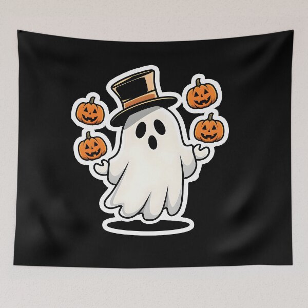 Item preview, halloween ghost juggling pumpkins designed and sold by NextDoorShoop.