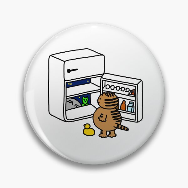 Item preview, a Cat and a Duck looking at an alien through the refrigerator designed and sold by superbaechoo.