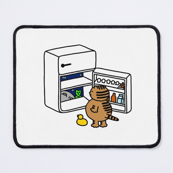 Item preview, a Cat and a Duck looking at an alien through the refrigerator designed and sold by superbaechoo.