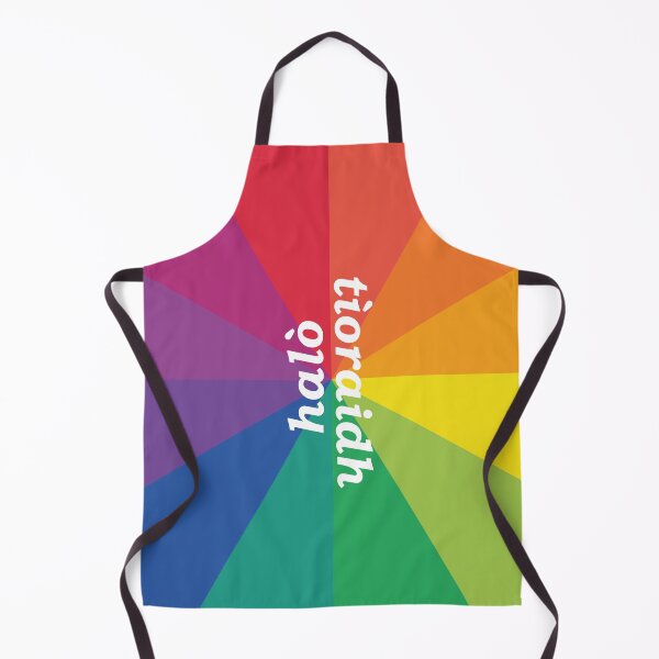 Item preview, halò / tìoraidh (hello /cherrio in Scottish Gaelic) with rainbow brust background designed and sold by Mamaidh Made.