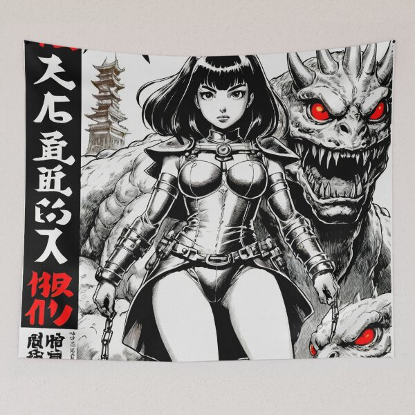 Item preview, Classic Black & White Monster and Anime Girl Design designed and sold by AnimeMangaGirls.