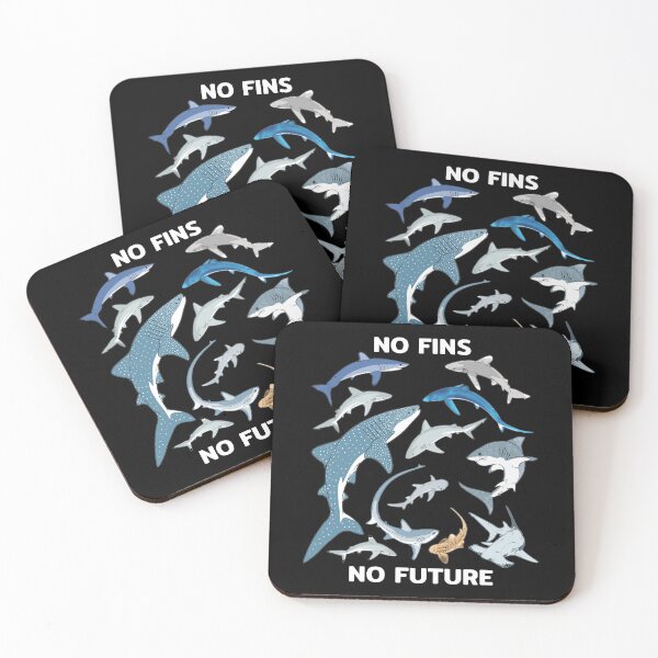 Item preview, No Fins No Future Shark Species Blue Shark Whale Shark Hammerhead Mako Shark designed and sold by NicGrayGraphic.