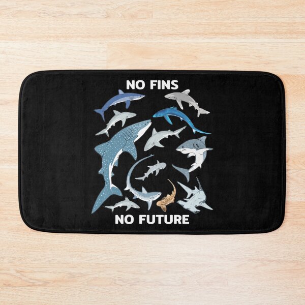 Item preview, No Fins No Future Shark Species Blue Shark Whale Shark Hammerhead Mako Shark designed and sold by NicGrayGraphic.