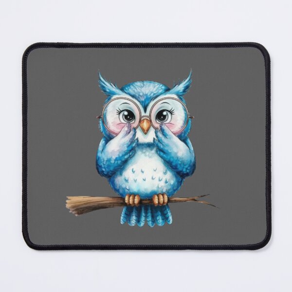 Item preview, blue owl wearing round glasses and has a shy expression designed and sold by 123ks.
