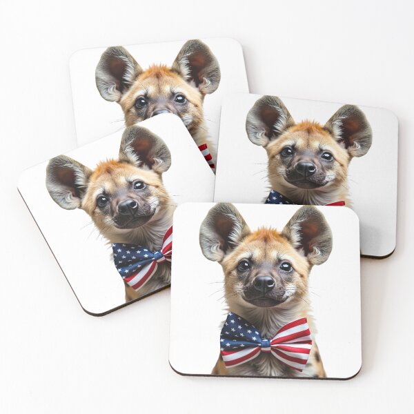 Item preview, Funny cool Hyena wearing a USA flag bow tie designed and sold by LazyOwlStore.