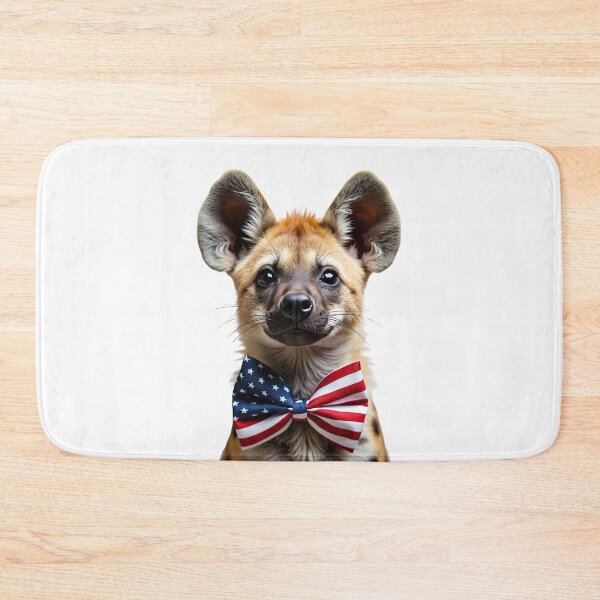 Item preview, Funny cool Hyena wearing a USA flag bow tie designed and sold by LazyOwlStore.