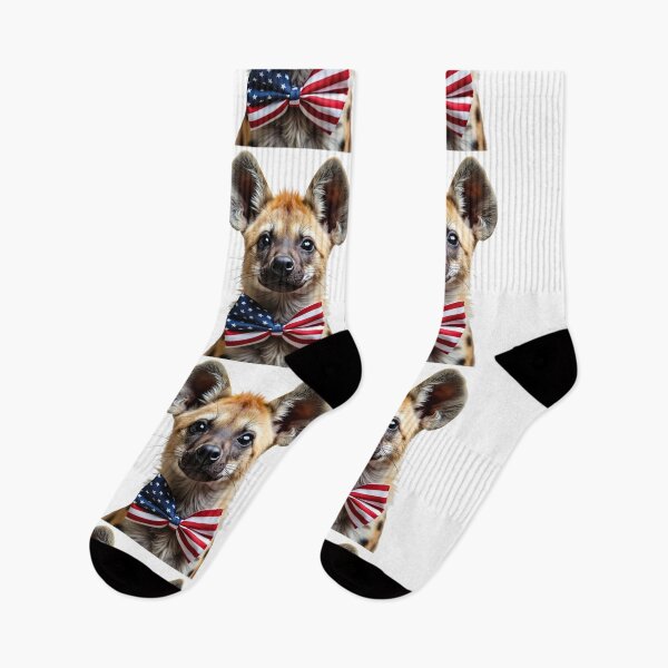 Item preview, Funny cool Hyena wearing a USA flag bow tie designed and sold by LazyOwlStore.