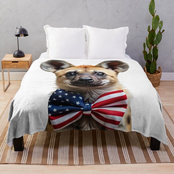 Item preview, Funny cool Hyena wearing a USA flag bow tie designed and sold by LazyOwlStore.