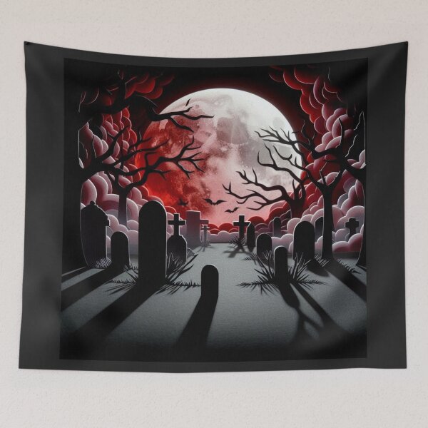 Item preview, Blood Moon Graveyard with Shadows and Tombstones designed and sold by Nanthanon.