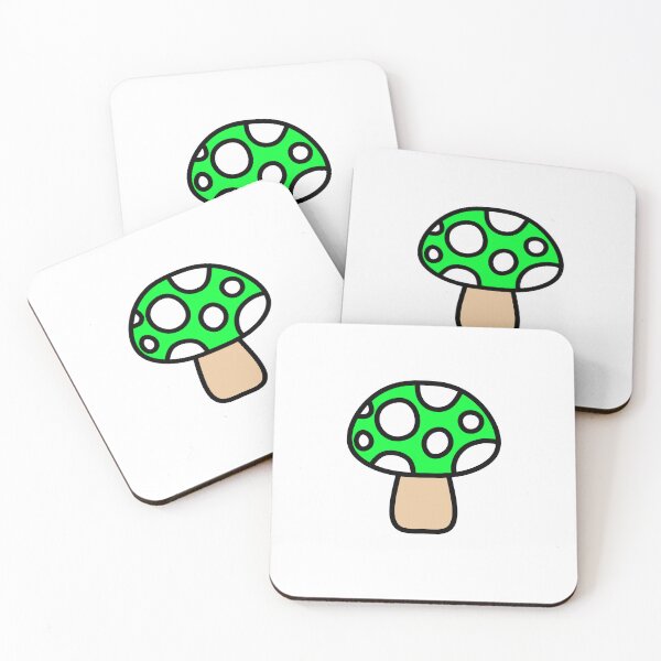 Item preview, Retro Cute Mushroom Neon Green and White designed and sold by MrsCreative1.
