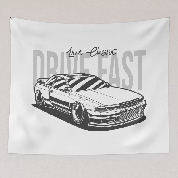 Item preview, "DRIVE FAST" JDM Nissan GTR 32 Line Art designed and sold by TrilogyMerch.