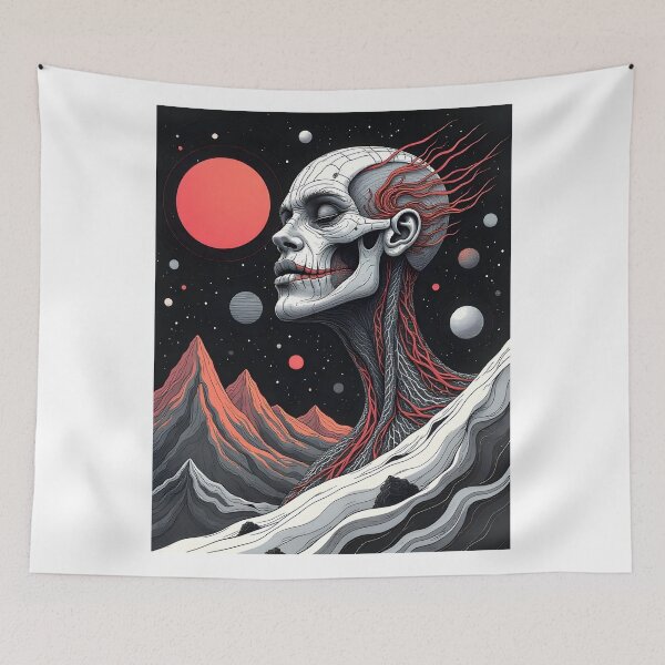 Item preview, A photograph of mountains against the backdrop of space with a human head designed and sold by RobiCom.