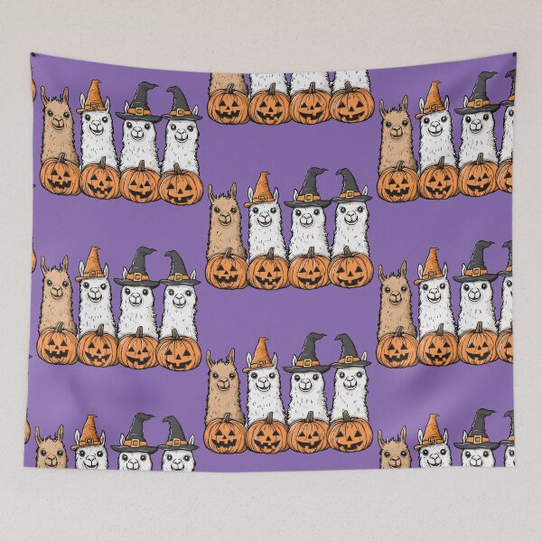 Artikelvorschau, Halloween Llamas in Witch Hats T-Shirt, Cute Cartoon Style for Halloween, Spooky and Playful Design, wallart entworfen und verkauft von ZloppyDesign.