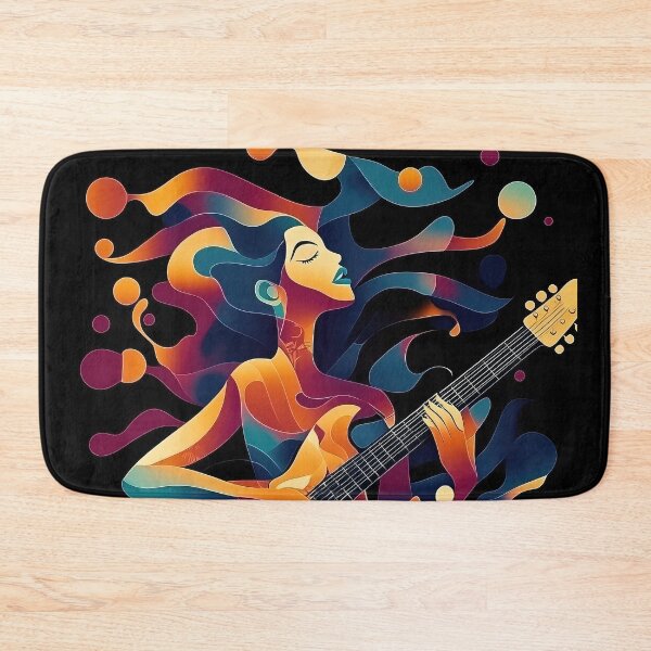 Item preview, Woman playing the guitar in intense absorption designed and sold by Floralhomes.