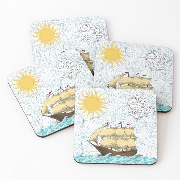 Item preview, Vintage Nautical Ship Sailing Design – Ocean Adventure Art Print designed and sold by Epic--Art.