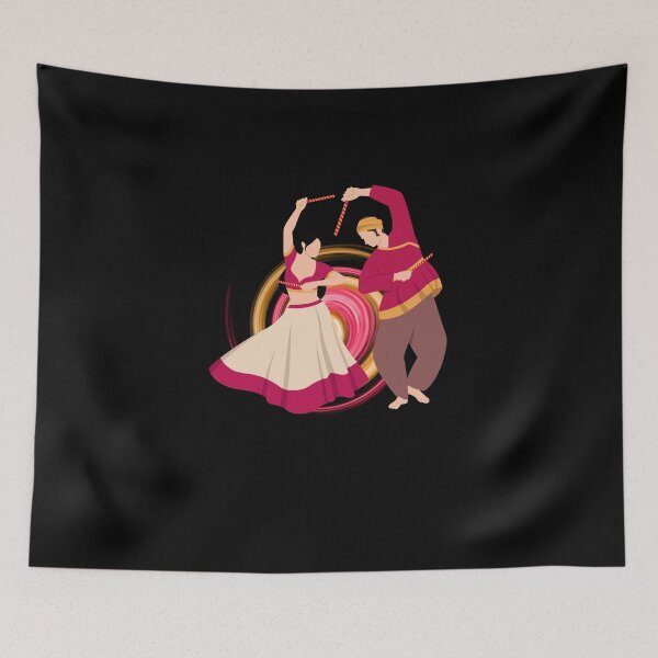 Item preview, Navratri dancing Couple playing Garba design 16 designed and sold by mndesignworx.