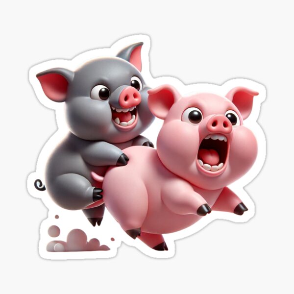 Item preview, Bouncy pigs tease and tease each other. designed and sold by bunny925.
