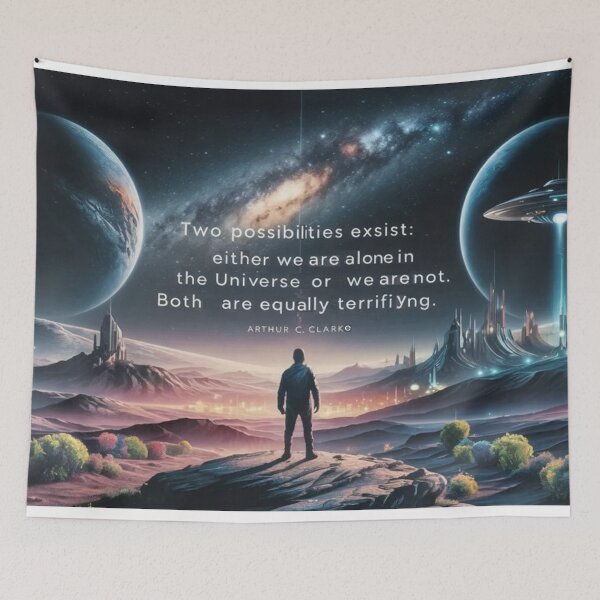 Item preview, “Two possibilities exist: either we are alone in the Universe or we are not. Both are equally terrifying.”  - Arthur C. Clarke designed and sold by eXtraHumans.