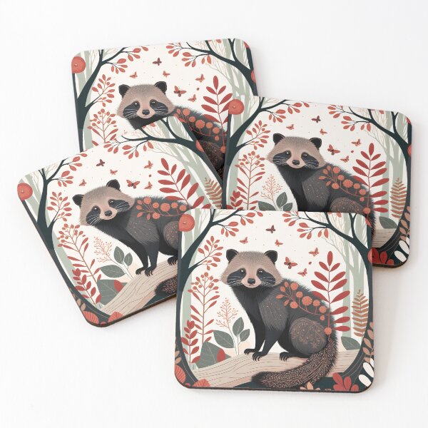 Item preview, Kawaii Racoon Anime Whimsical Wild Life Abstract Vintage Zentangle Art designed and sold by Witty Shirts.