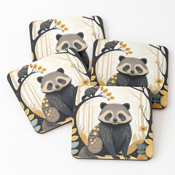 Item preview, Kawaii Racoon Anime Whimsical Wild Life Abstract Vintage Zentangle Art designed and sold by Witty Shirts.