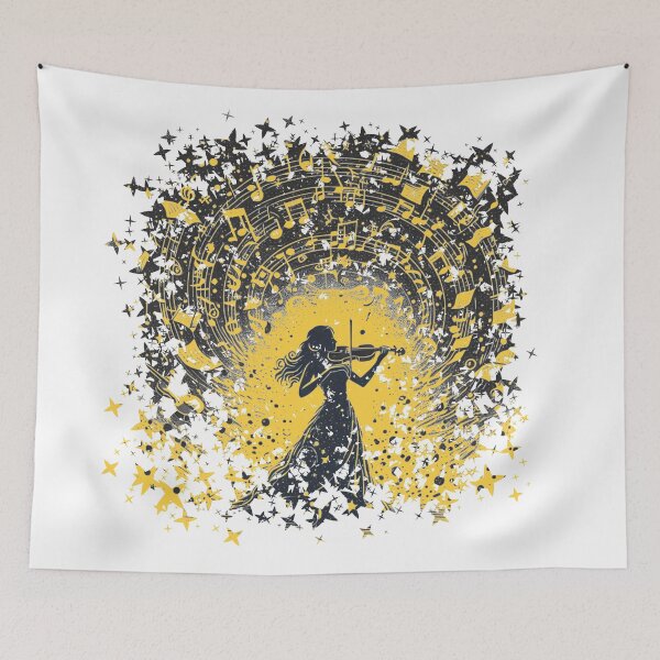 Item preview, Music Notes Surrounding a Woman Playing Violin designed and sold by Pevkay97.