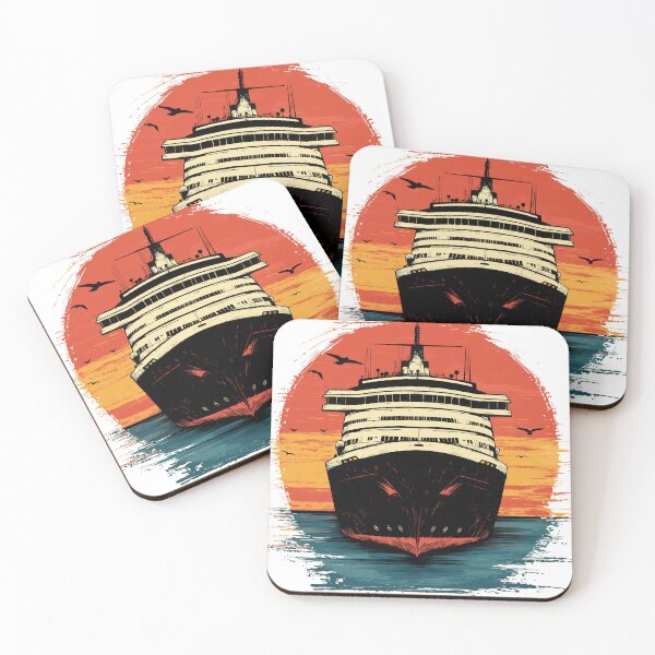 Item preview, Cruise ship in vintage sunset designed and sold by Reklama Studio.