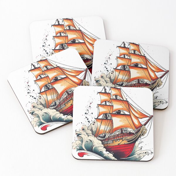 Item preview, Lines galion ship old school style designed and sold by Reklama Studio.