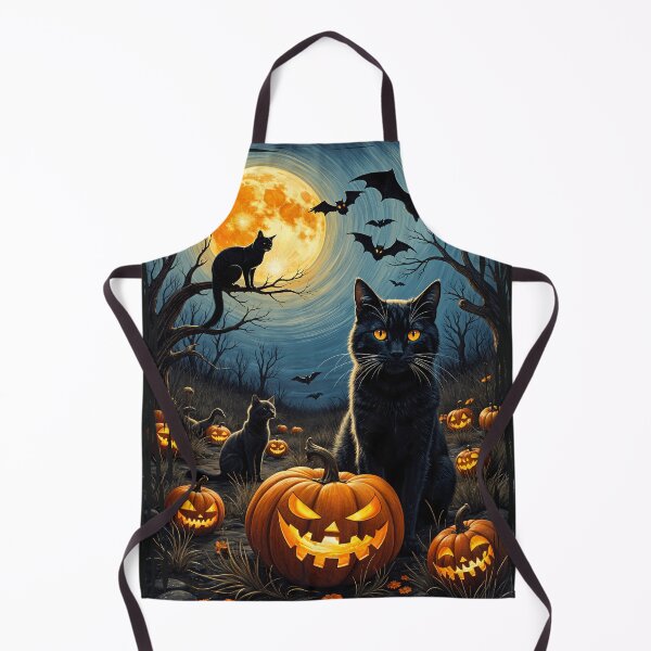 Item preview, Black Cat Starry Night Halloween Pumpkin Farm designed and sold by wowwowmeow.