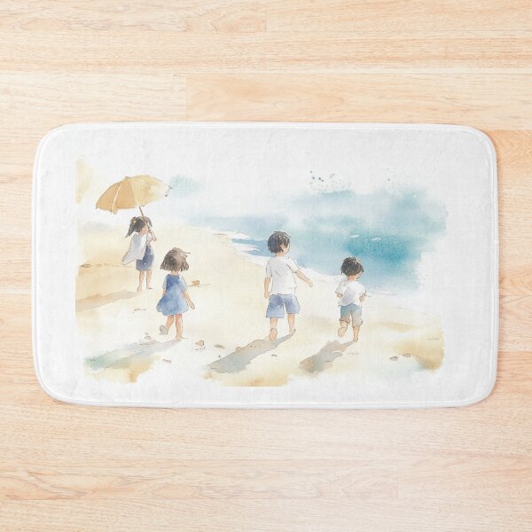 Item preview, children playing at the beach, white background designed and sold by mind-coloring.