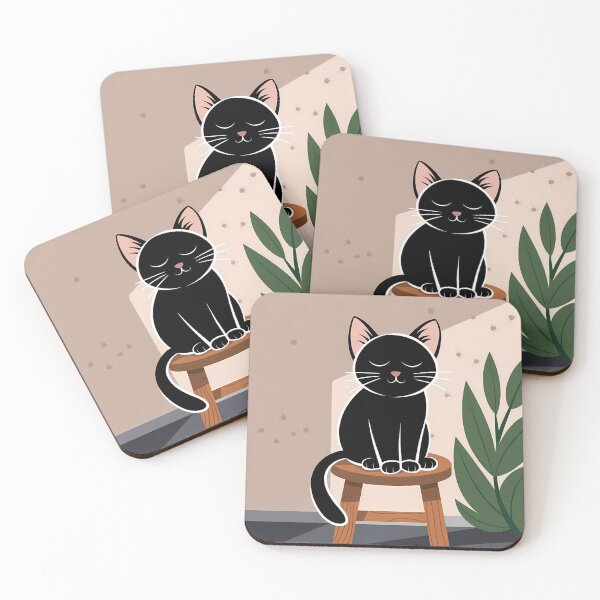 Item preview, Black Cat Minimalist Design with Green Plant designed and sold by Dshoppin.