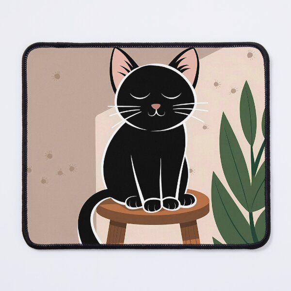 Item preview, Black Cat Minimalist Design with Green Plant designed and sold by Dshoppin.