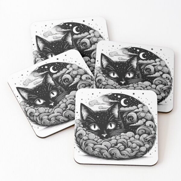 Item preview, Black cat night designed and sold by KlaudiaMunilla.