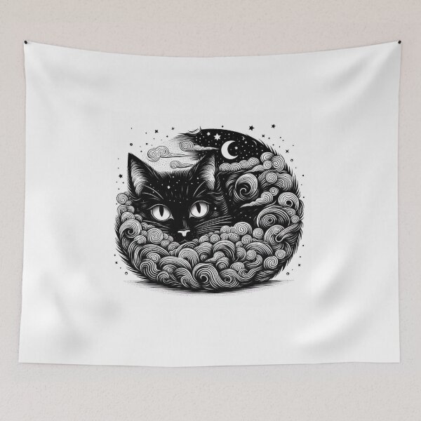 Item preview, Black cat night designed and sold by KlaudiaMunilla.