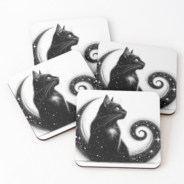 Item preview, Black cat with moon and stars designed and sold by KlaudiaMunilla.