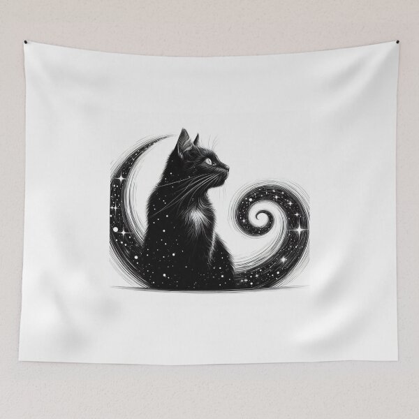 Item preview, Black cat with moon and stars designed and sold by KlaudiaMunilla.