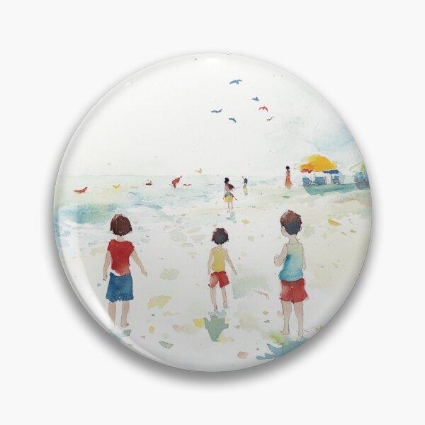 Item preview, children playing at the beach, white background designed and sold by mind-coloring.