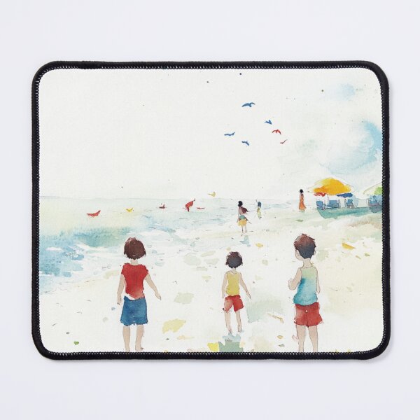 Item preview, children playing at the beach, white background designed and sold by mind-coloring.