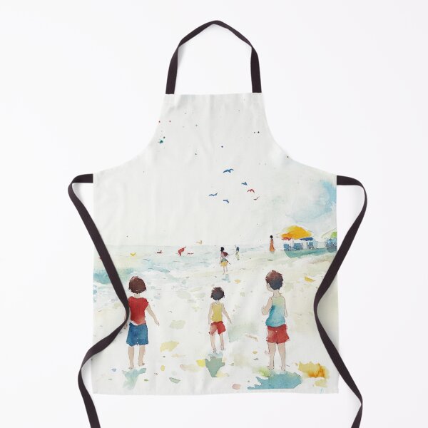 Item preview, children playing at the beach, white background designed and sold by mind-coloring.