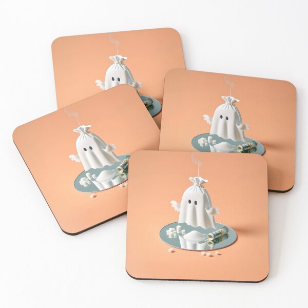 Item preview, Funny Halloween Drug Baggie Ghost with rolled Straw and Glass Mirror, Trick or Treating  designed and sold by SomniferumWars.