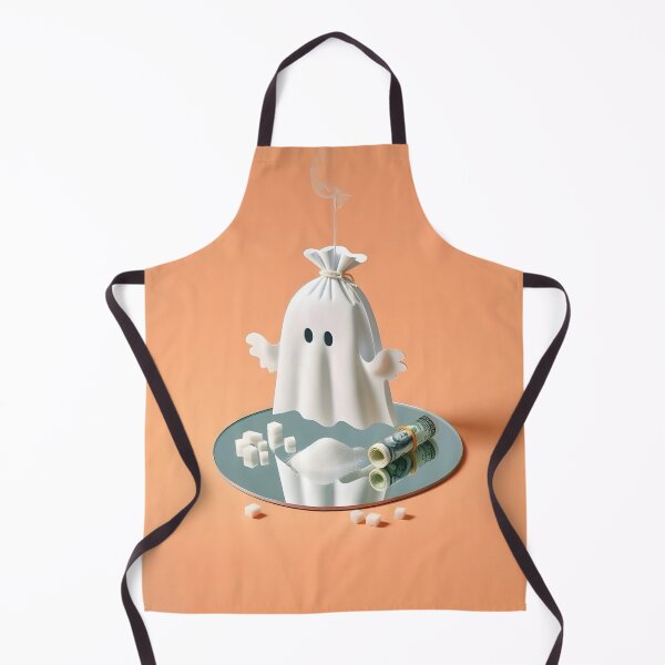 Item preview, Funny Halloween Drug Baggie Ghost with rolled Straw and Glass Mirror, Trick or Treating designed and sold by SomniferumWars.