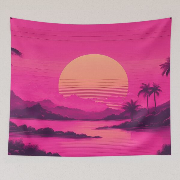 Item preview, Glitched Pink Vaporwave Sunset designed and sold by Have Mercy.