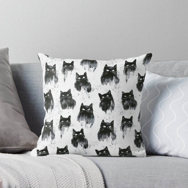 Cats Grunge Pattern Throw Pillow