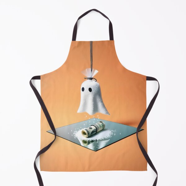 Item preview, Funny Halloween Drug Baggie Ghost with rolled Straw and Glass Mirror, Trick or Treating designed and sold by SomniferumWars.